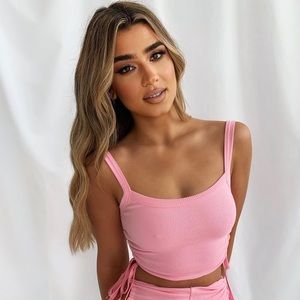 TigerMist Pink Scrunch Tie Crop Top XXS